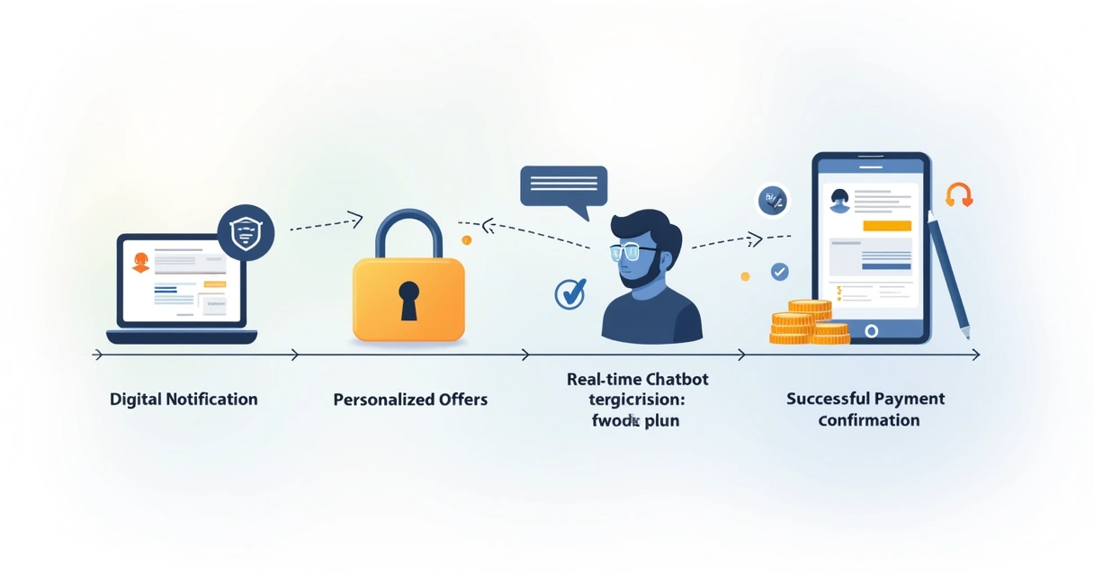 Fluxo de jornada do cliente com IA, mostrando etapas de negociação digital 