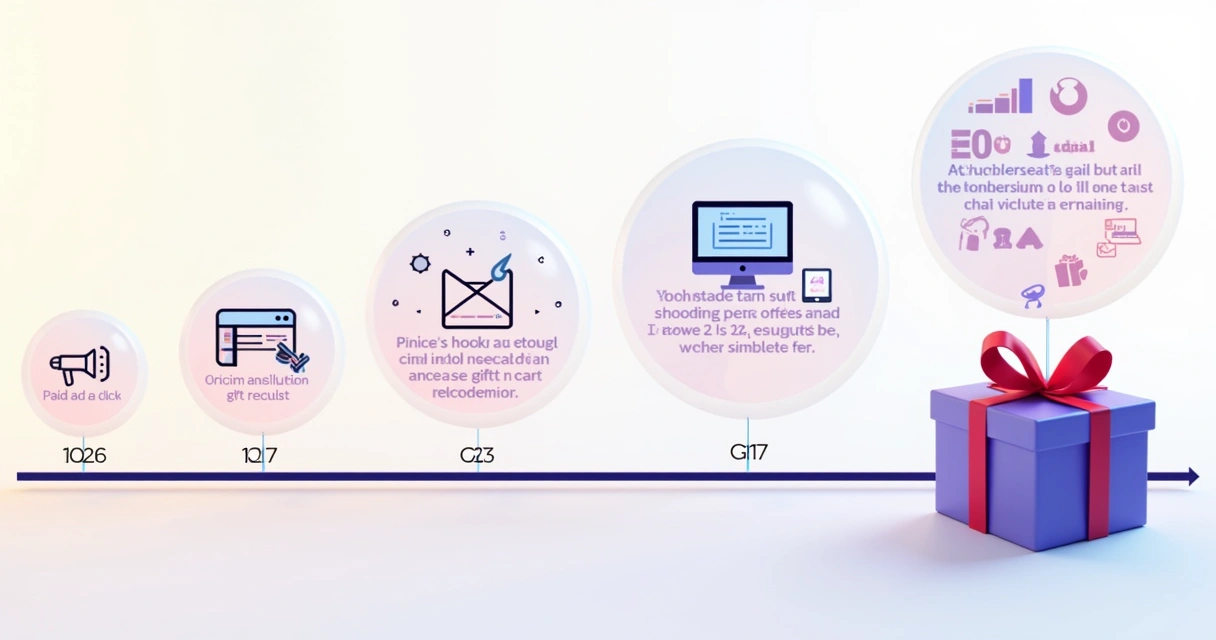 Linha do tempo colorida representando a jornada digital do cliente de descoberta até a recompra