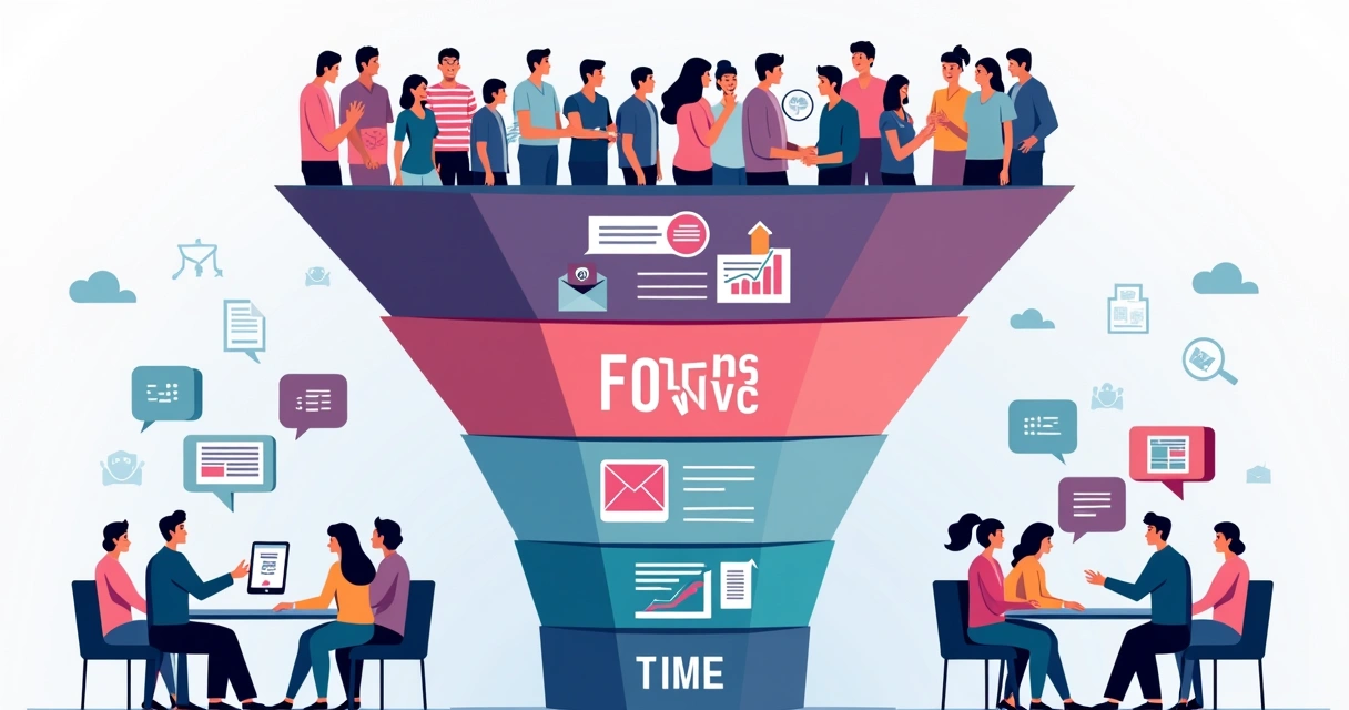 Ilustração da jornada do cliente no funil de vendas