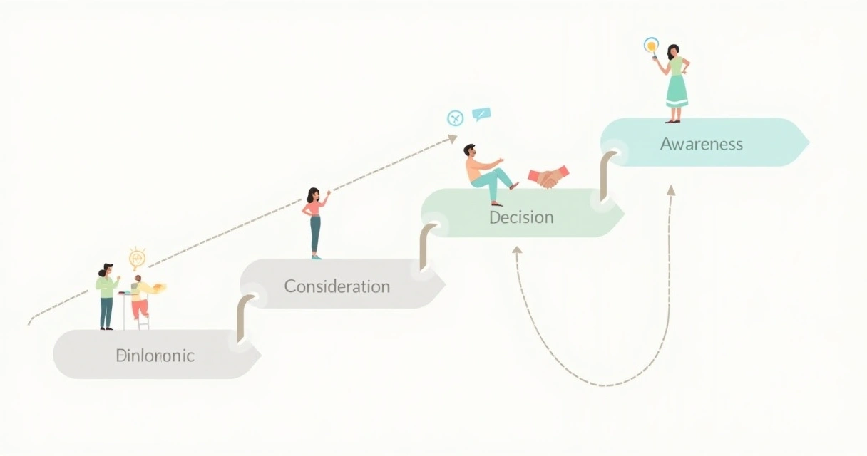 Jornada de compra do cliente ilustrada em passos 
