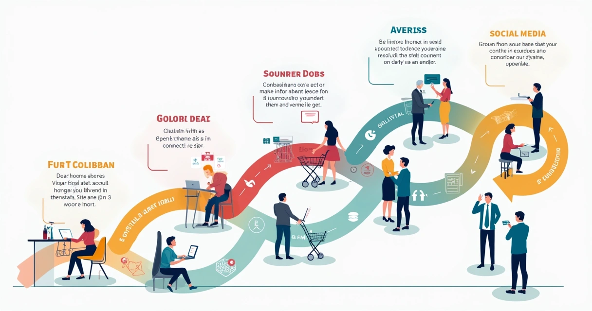 Fluxo visual da jornada dos clientes com pontos de contato 