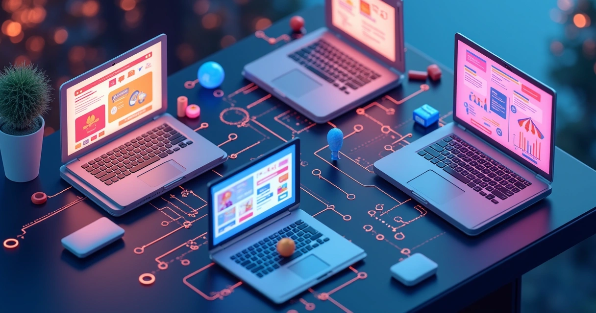 Ilustração da jornada do cliente digital em várias etapas 