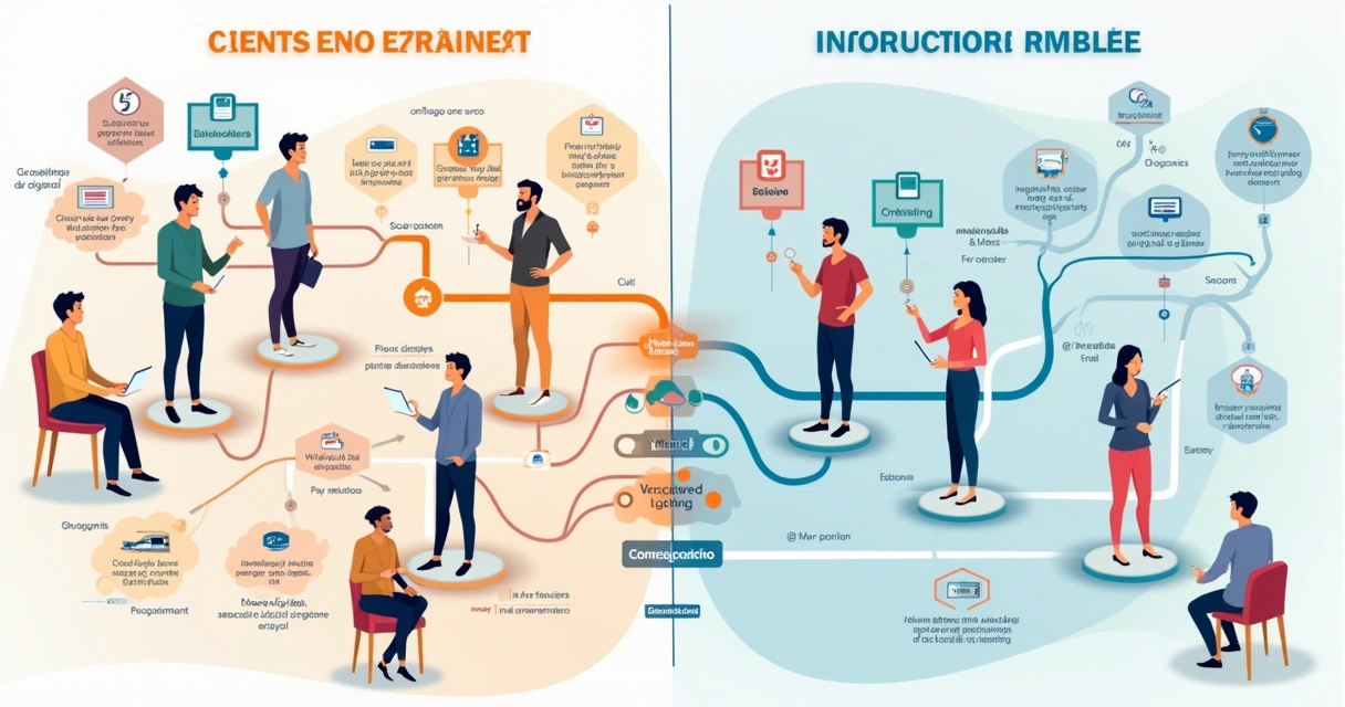 Diagrama colorido mostrando a relação entre jornada do cliente e etapas do funil 