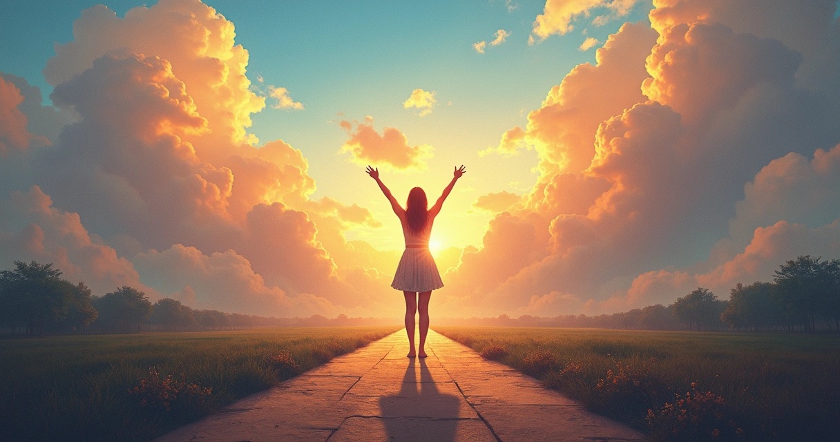 Mulher representando a jornada da heroína em três atos visualmente 