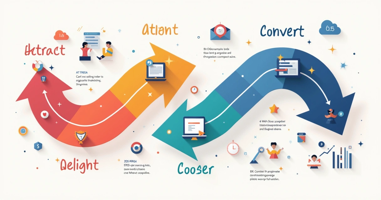 Fluxo visual mostrando a jornada do cliente no inbound marketing 