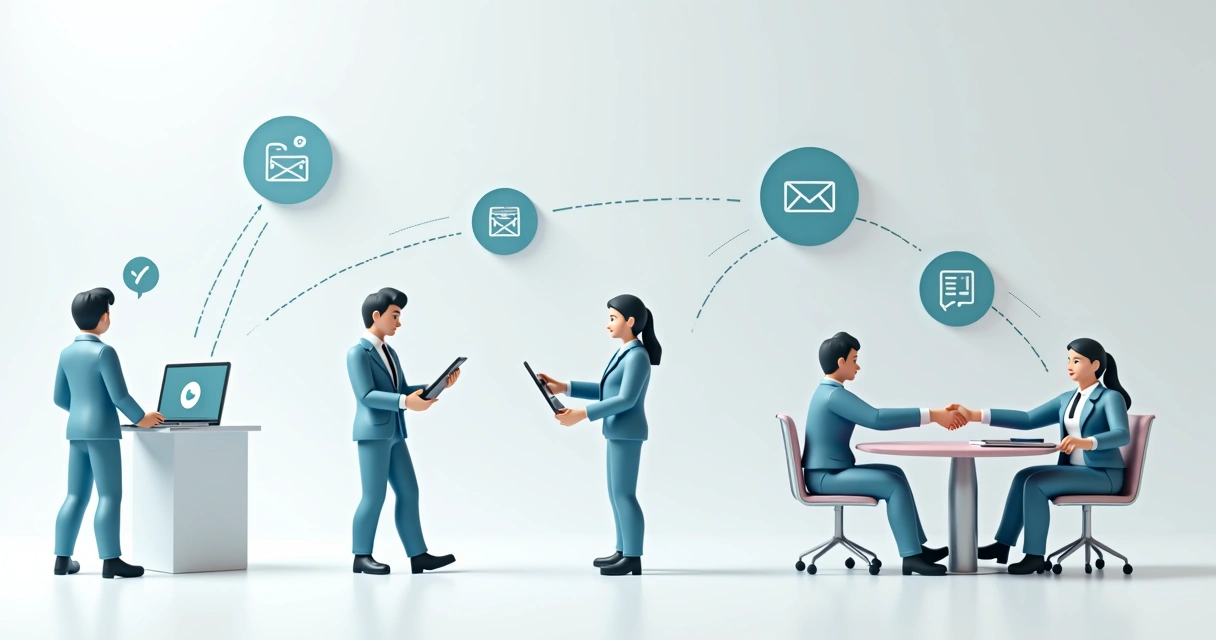 Vendas omnichannel B2B: como parceiros se encaixam Cliente realizando jornada omnichannel interagindo com parceiros B2B em diferentes canais digitais