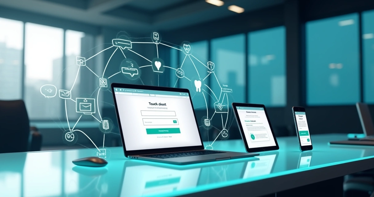 Fluxo digital de jornada do paciente odontológico em vários dispositivos 