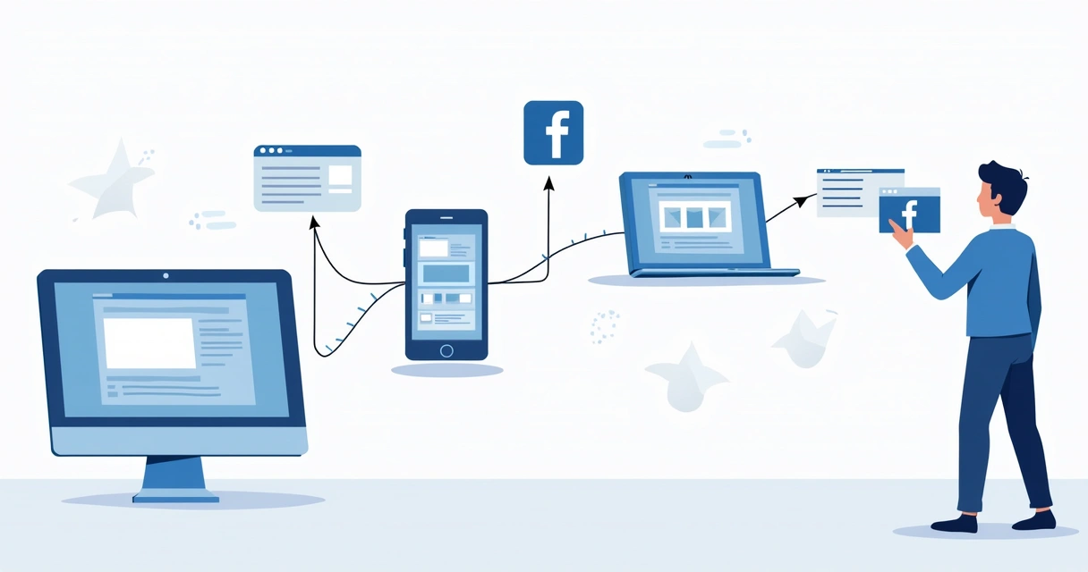 Ilustração de diferentes canais de retargeting interligados