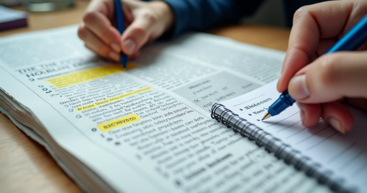 Página de jornal grifada para estudo