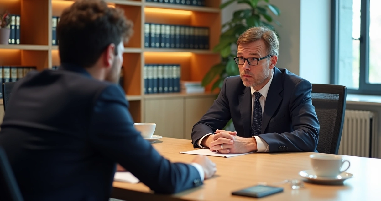 Jornalista entrevista advogado em escritório