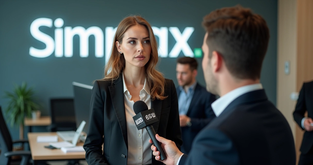 Jornalista entrevistando diretora de empresa durante crise