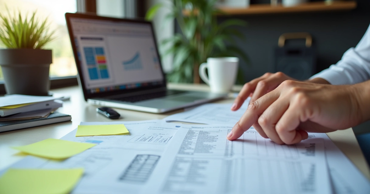 Mãos de jornalista manuseando planilha de contatos de imprensa para mailing