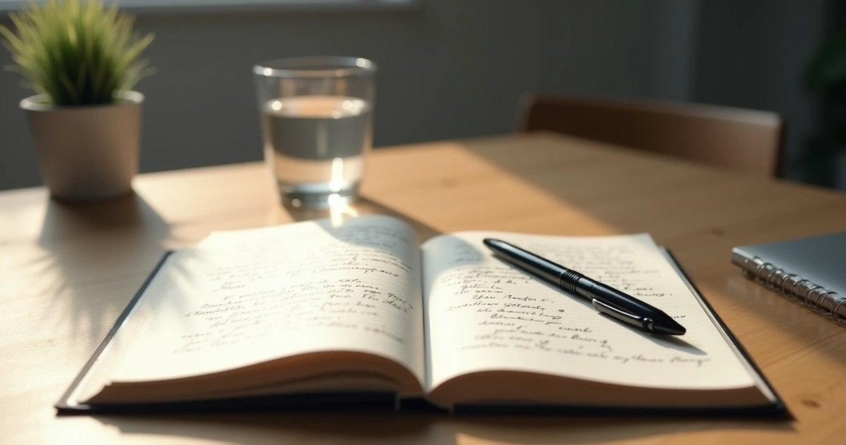 Open journal and pen on a quiet desk for self-reflection 