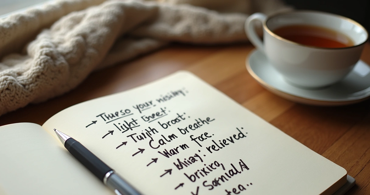 Notebook with body sensations and emotions written down 