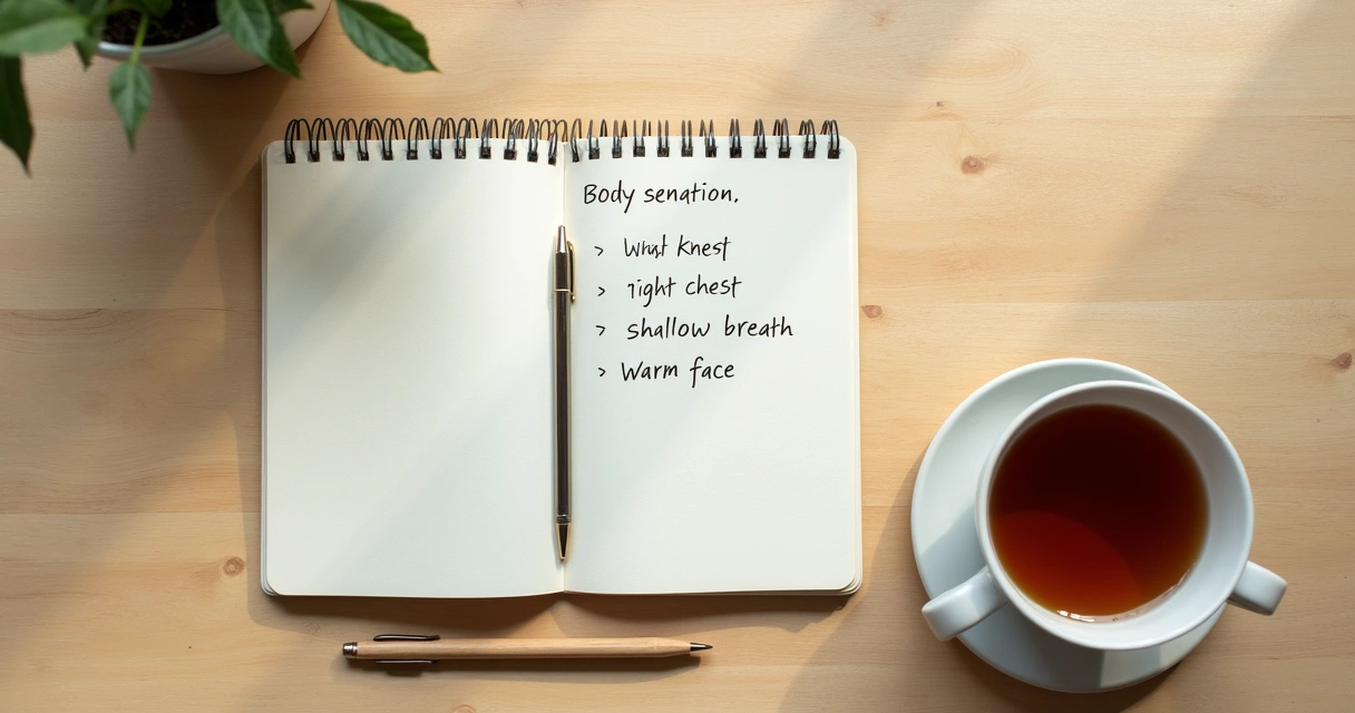 Notebook with brief notes about body signals