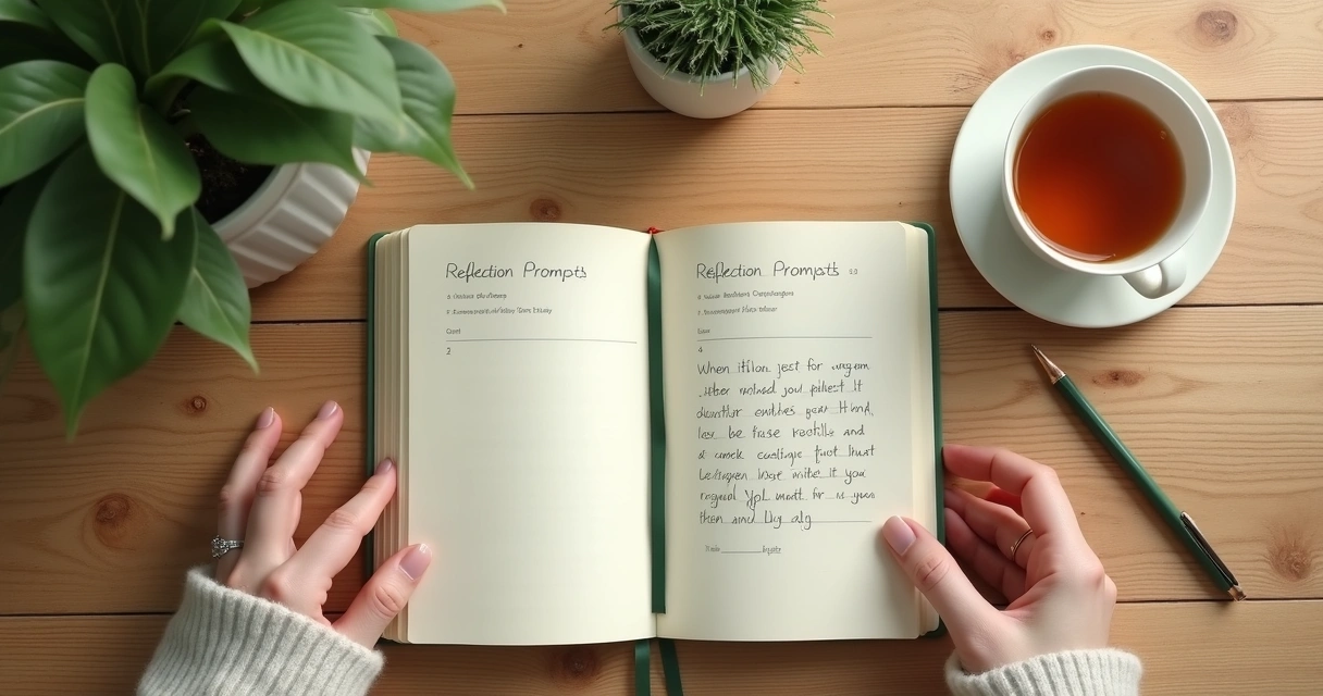 Notebook and calm breathing practice on a tidy desk