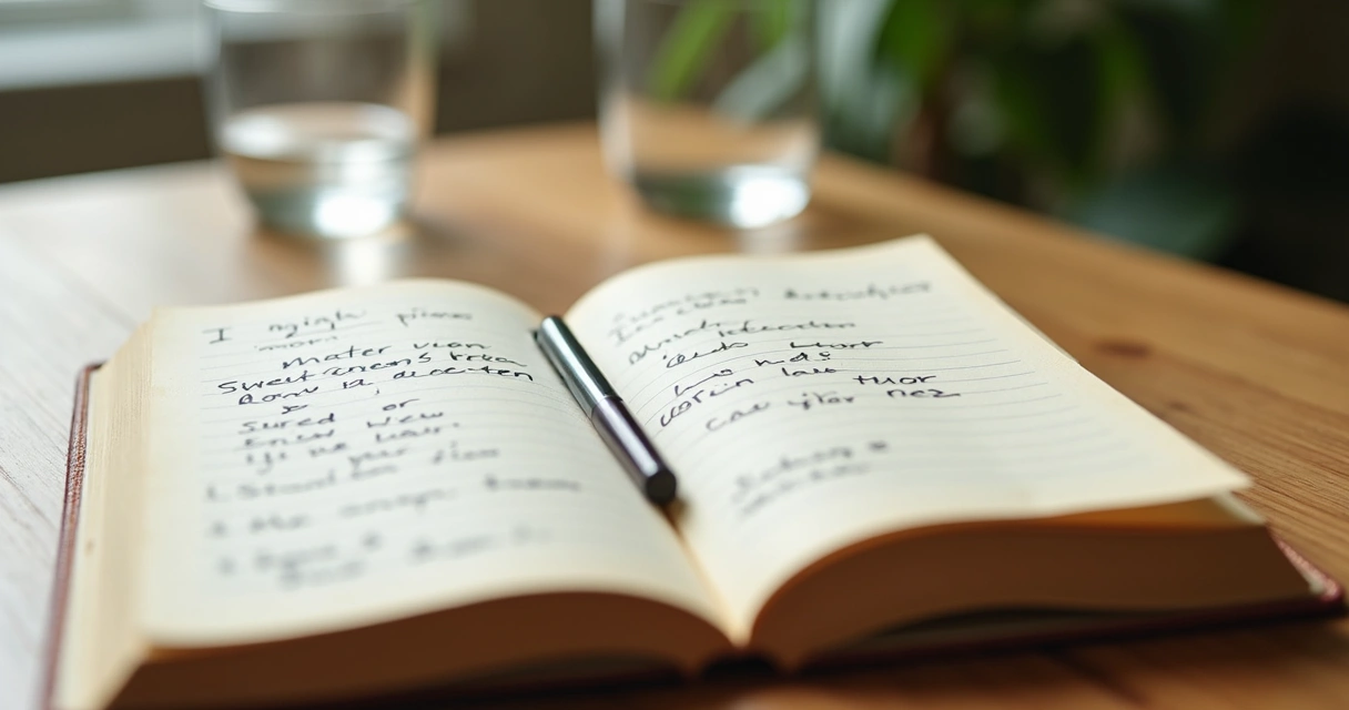 Open journal with two columns for emotional notes 