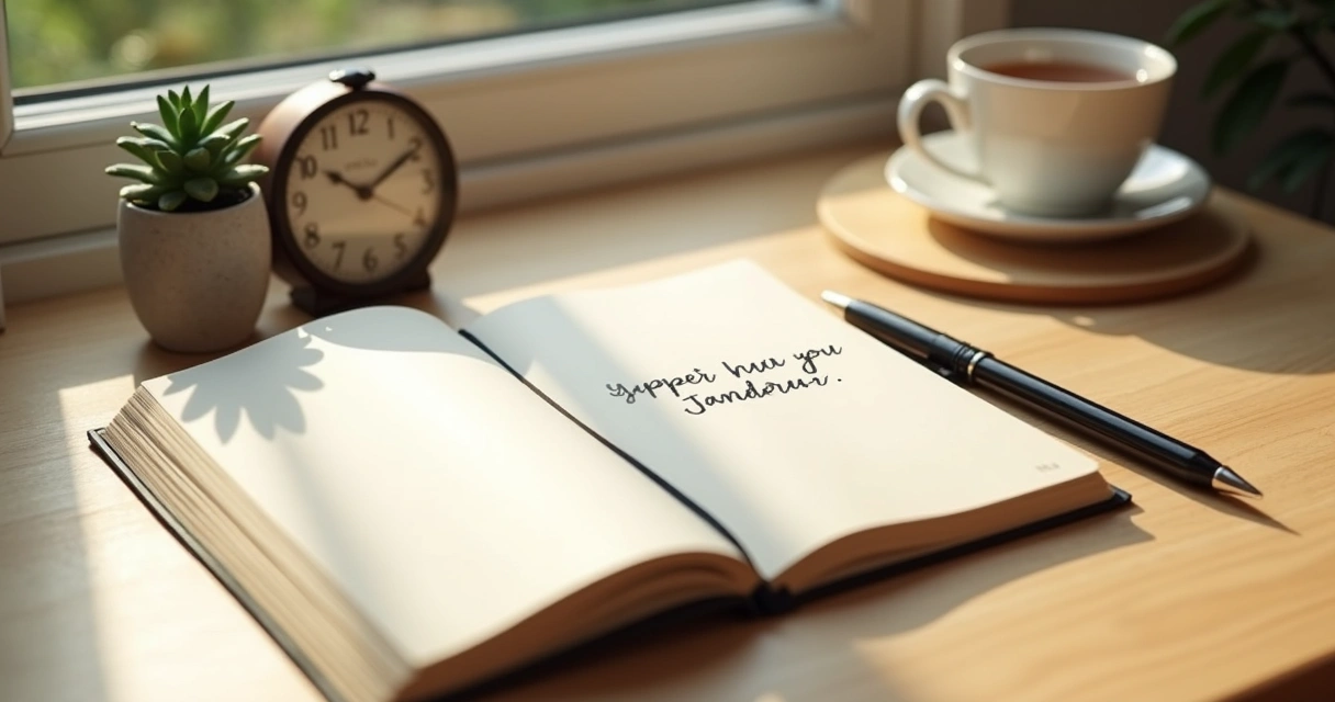 Open journal and pen on a quiet morning desk