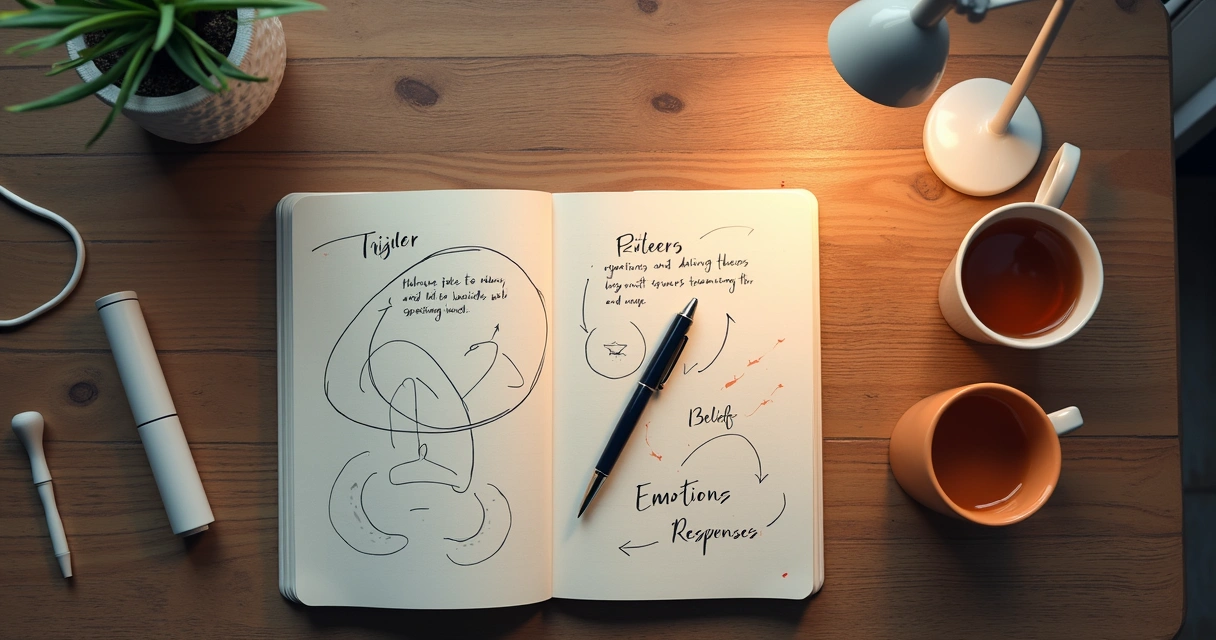 Notebook with pattern mapping and reflection notes