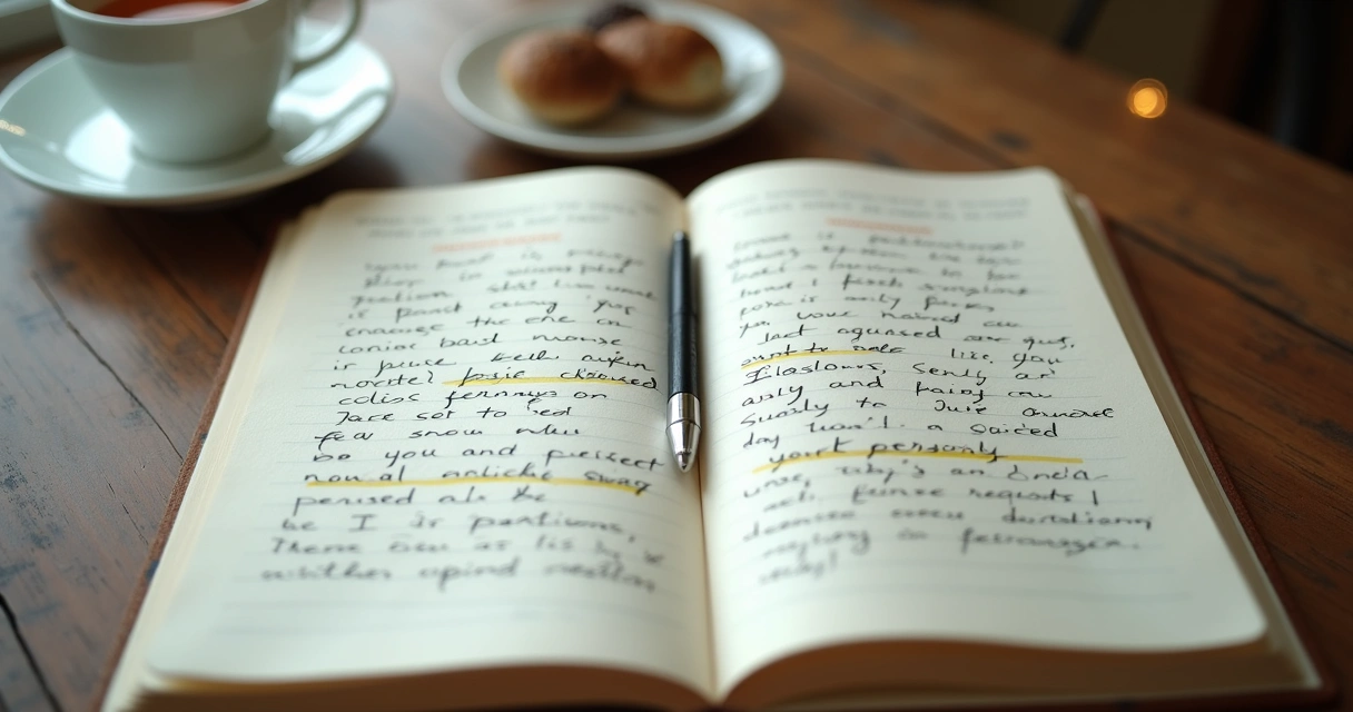 Open journal with handwritten notes and highlighted behavior patterns