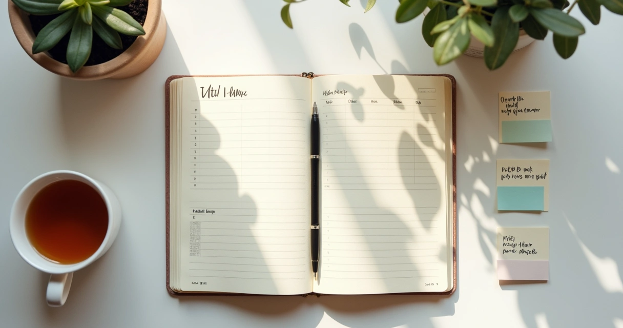 Open journal with a simple habit plan on a desk