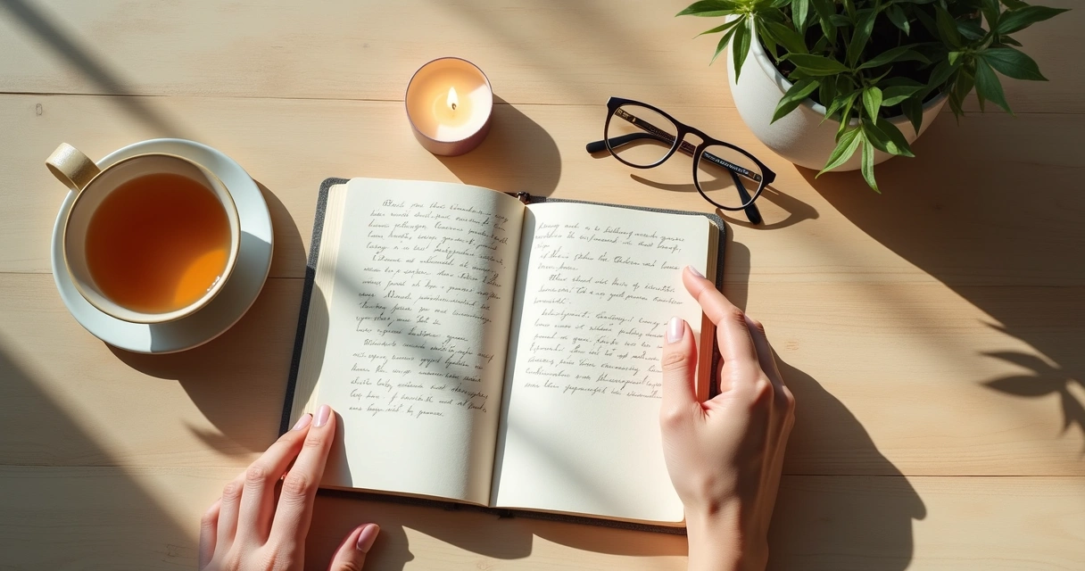 Notebook, tea, and calm reflection space for emotional processing