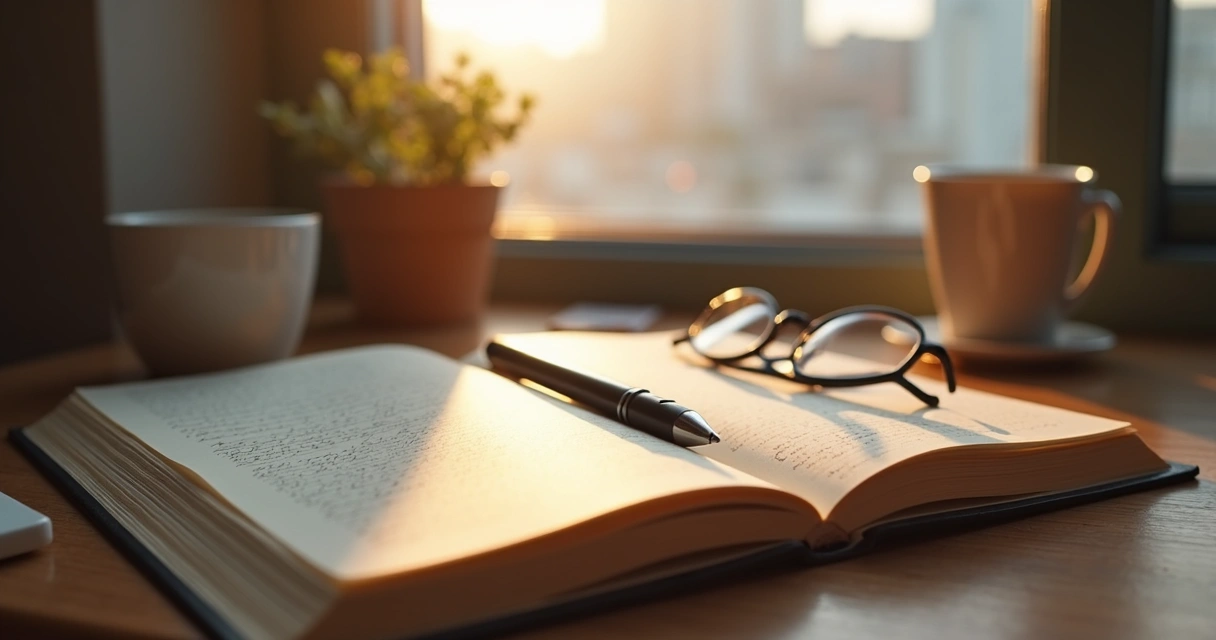 Open journal beside a window during quiet emotional reflection