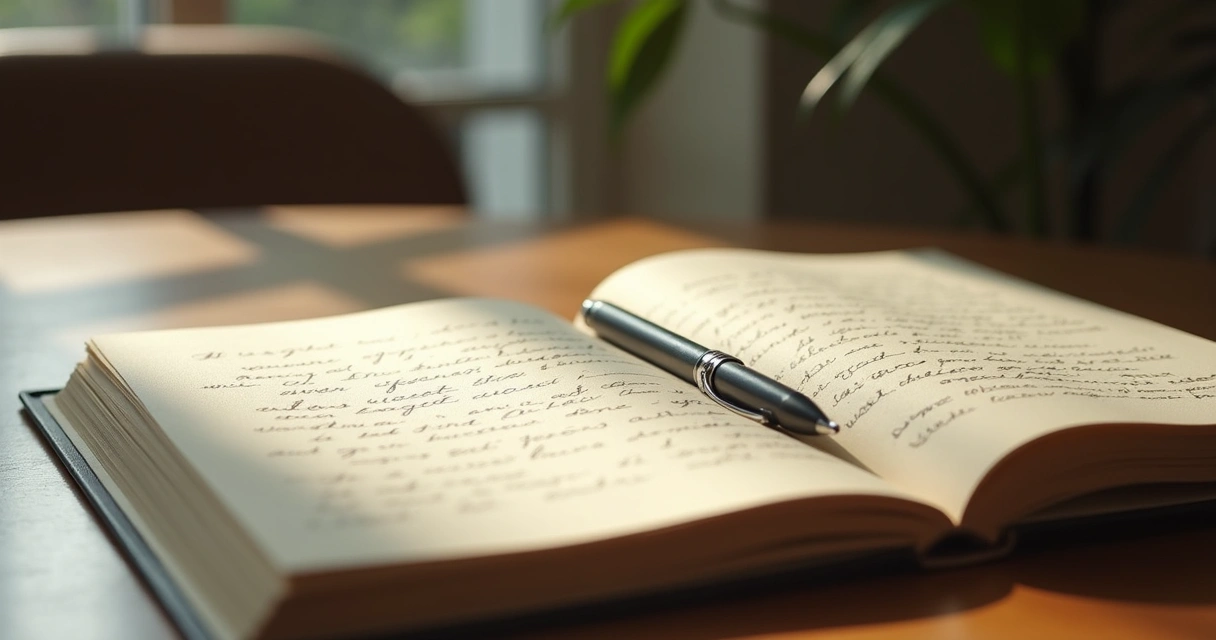 Open journal on a table near a window with soft morning light 