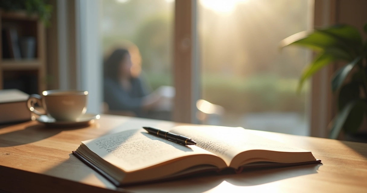 Open journal beside a window during quiet self-reflection 