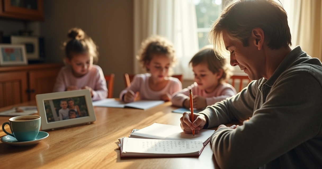 Family member journaling about change at home 