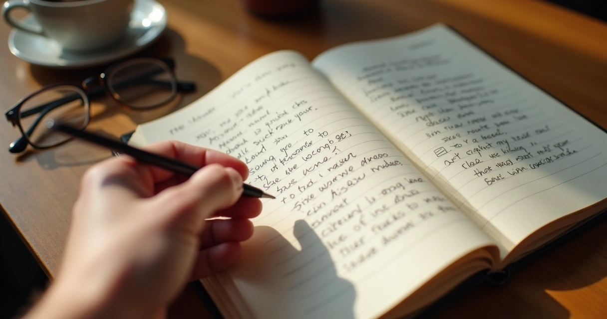 Person writing thoughts in journal