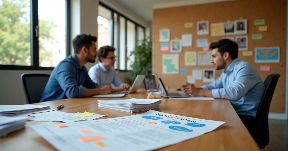 Jovem em reunião estudando plano de carreira política 