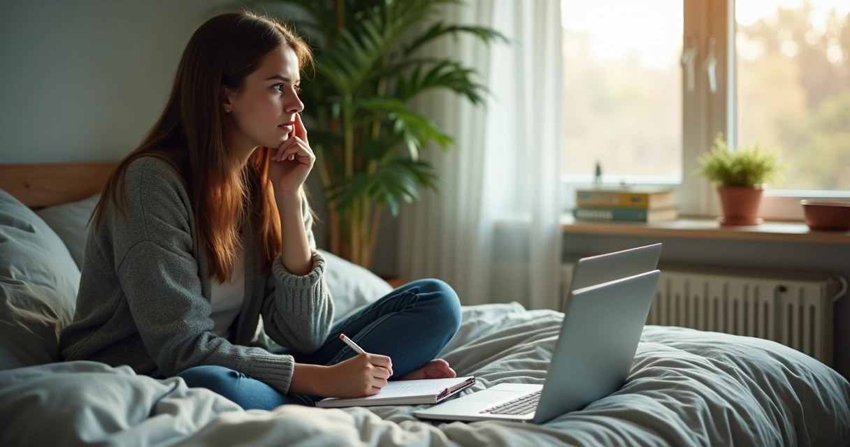 Jovem sentado pensando em escolha de carreira 
