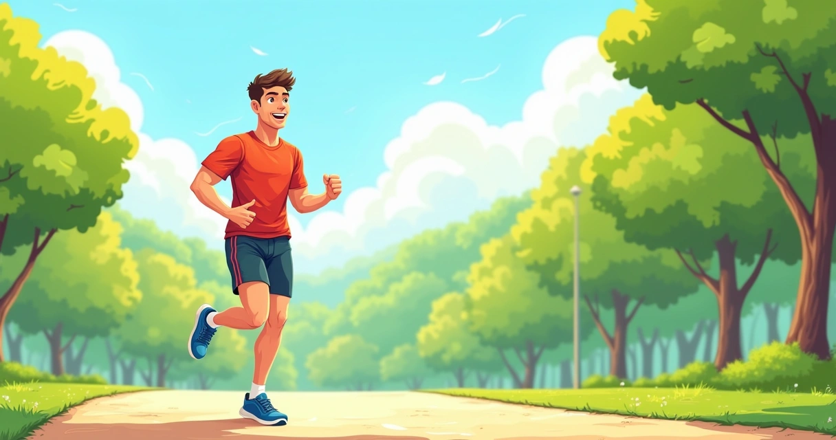 Homem jovem se exercitando ao ar livre com sorriso no rosto 