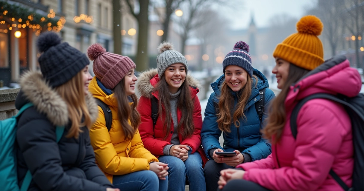 Jovens participando de atividades em acampamento de inverno em Londres 