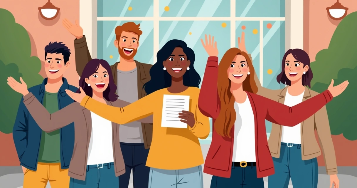 Jovens comemorando aprovação em universidade 