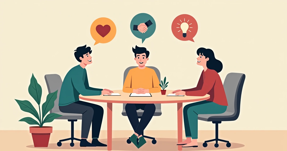 Três jovens compartilhando depoimentos sobre escolhas 