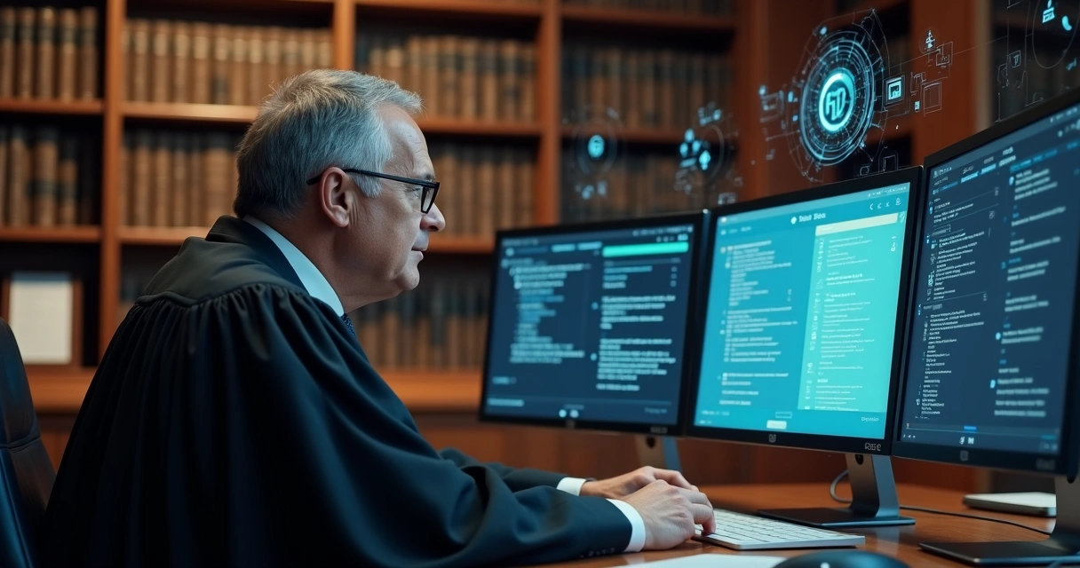 Juiz acessando sistema do Sniper em uma tela de computador 