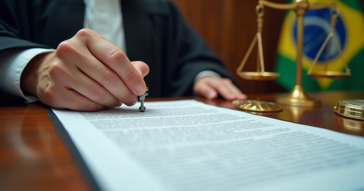 Juiz assinando sentença em processo envolvendo escola 