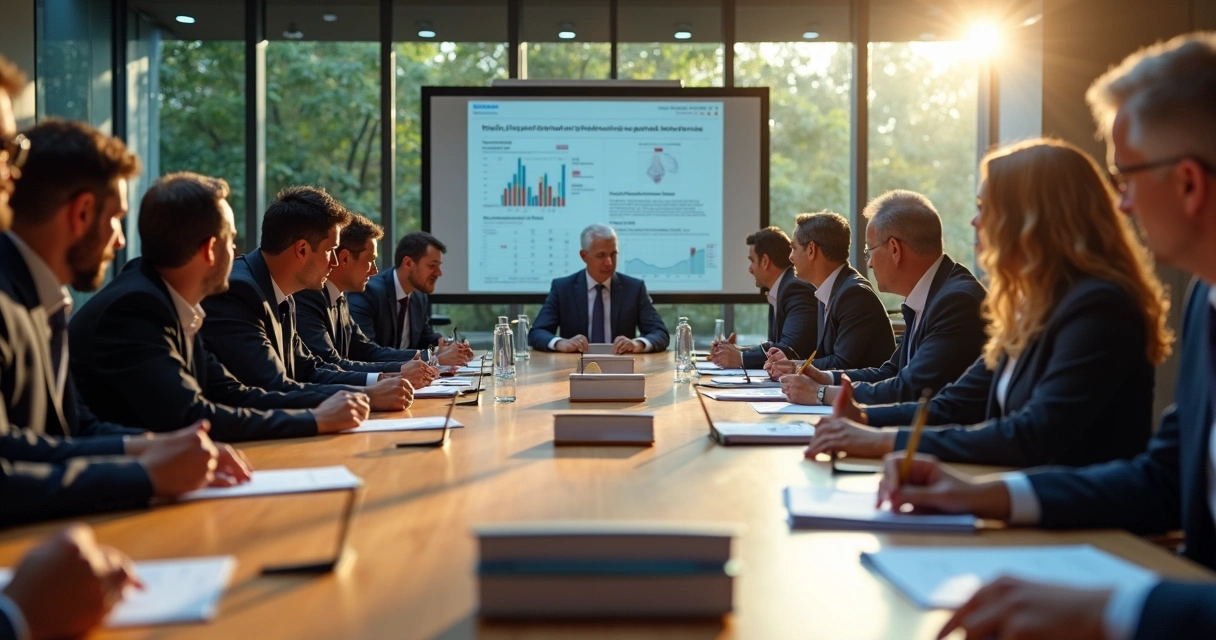 Sala de julgamento do CARF com conselheiros e advogados em sessão 