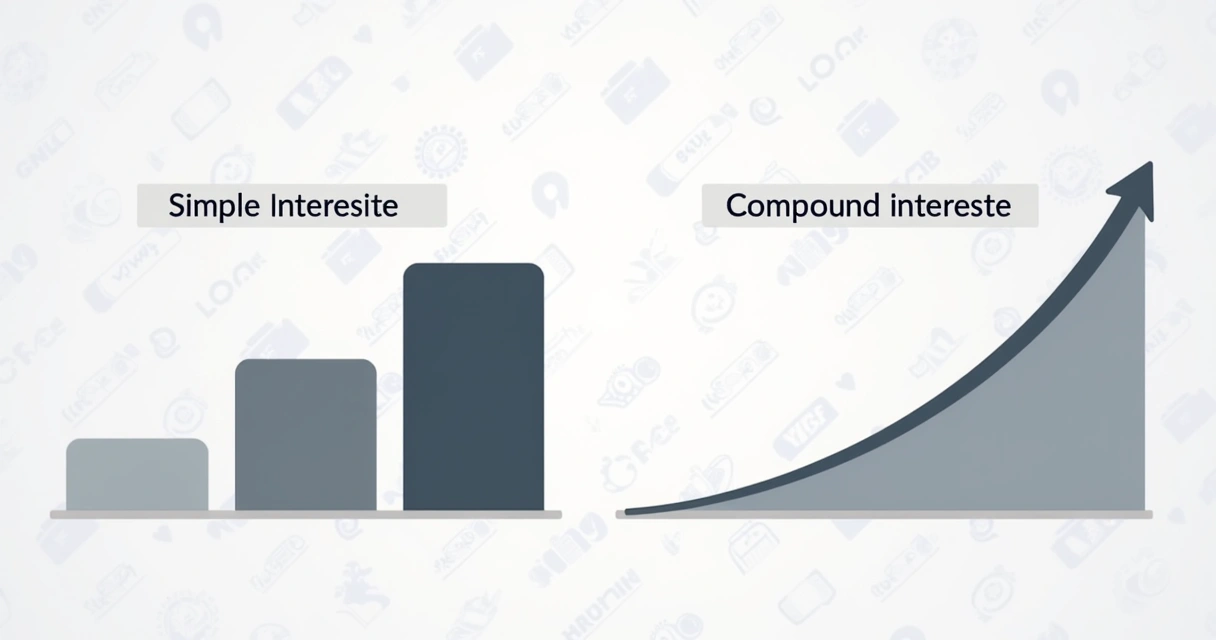 Representação visual comparando juros simples e juros compostos em dois gráficos lado a lado 