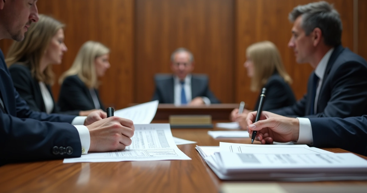 Sala de audiência judicial com laudos de artrite reumatoide 