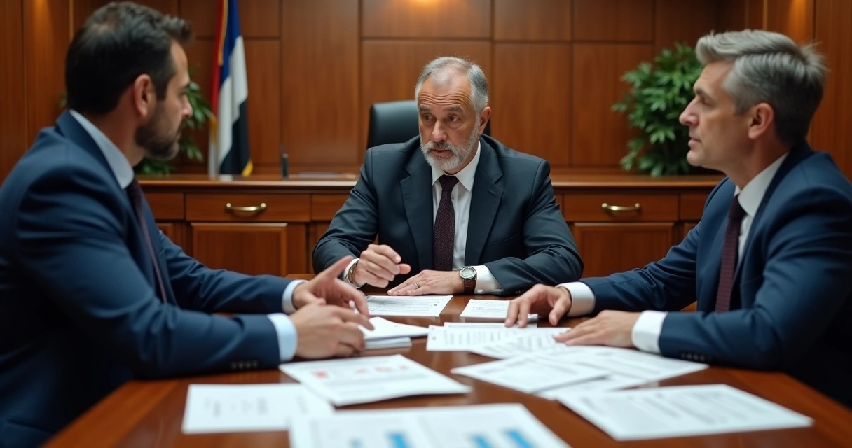 Cena de audiência judicial sobre dívida de aluguel em cartório 