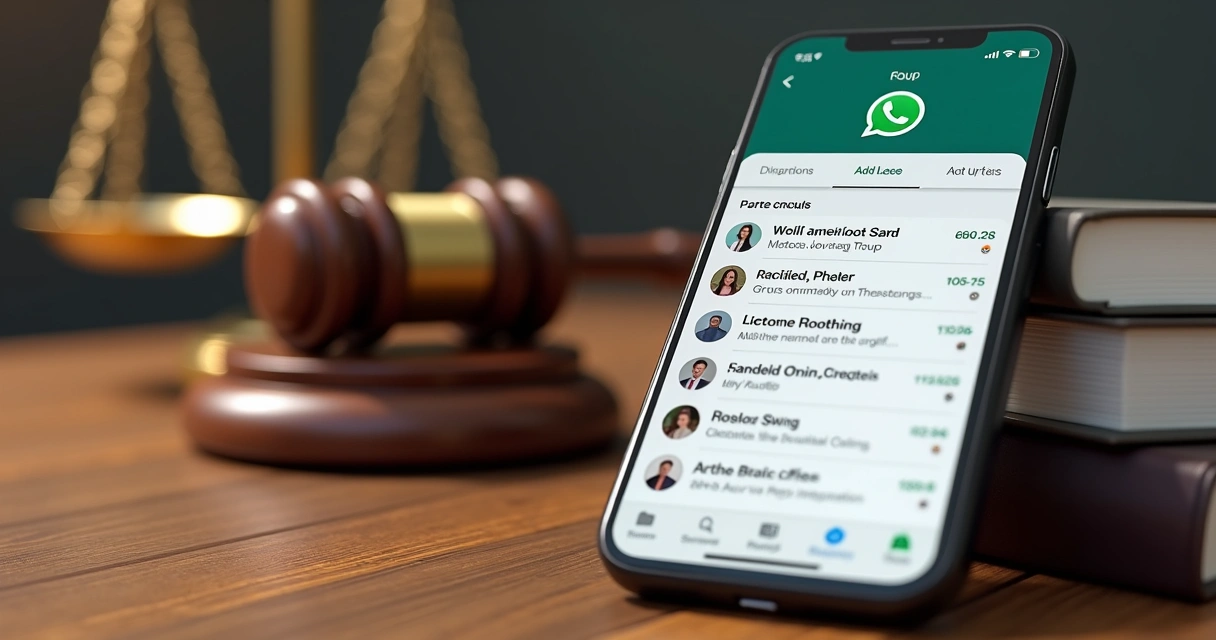 Martelo de juiz ao lado de celular em mesa