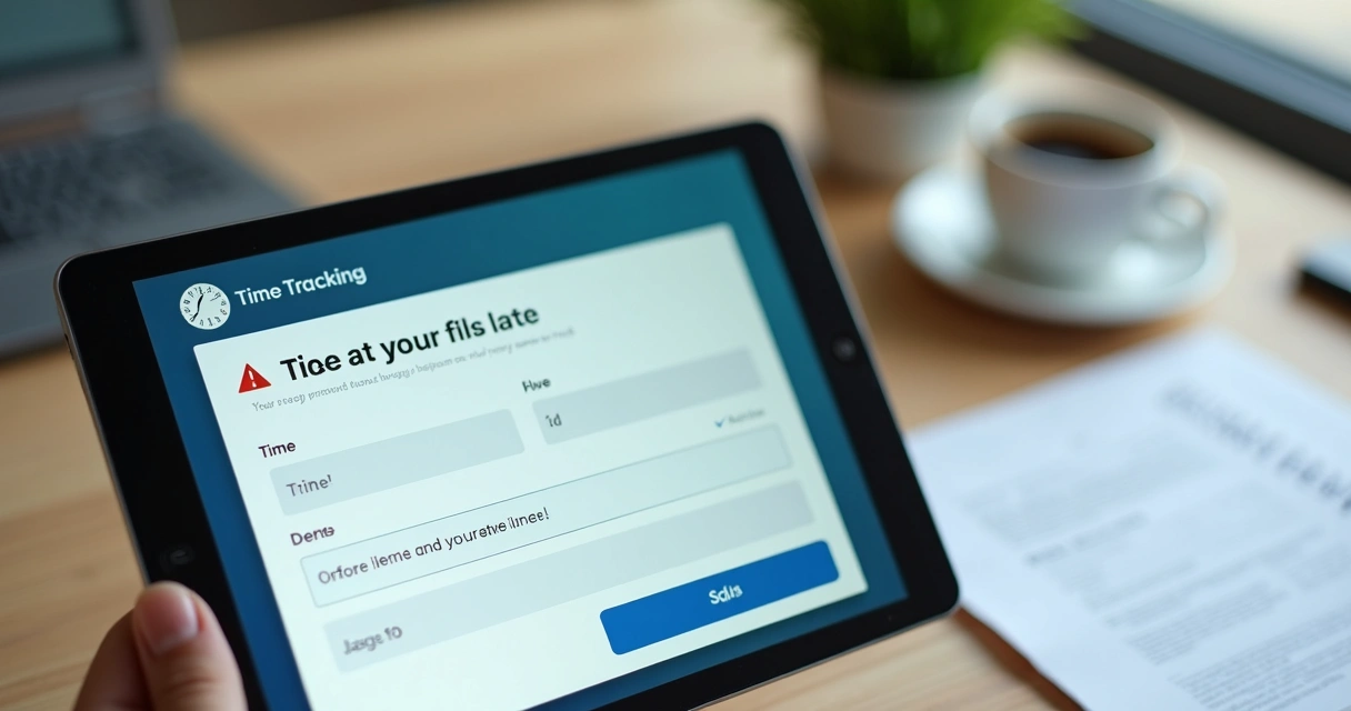 Tela digital mostrando justificativa de atraso no controle de ponto 