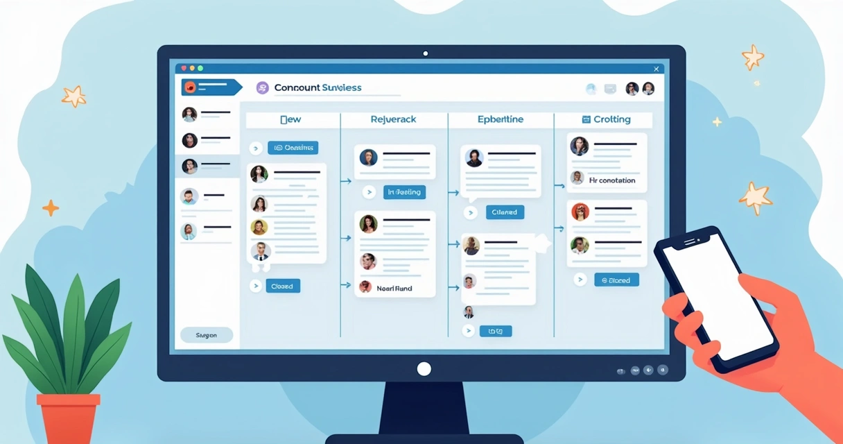 Quadro Kanban com orçamentos de WhatsApp em colunas visuais 