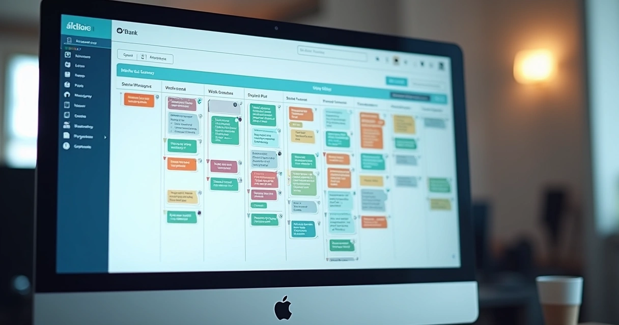 Quadro Kanban digital com cartões de clientes