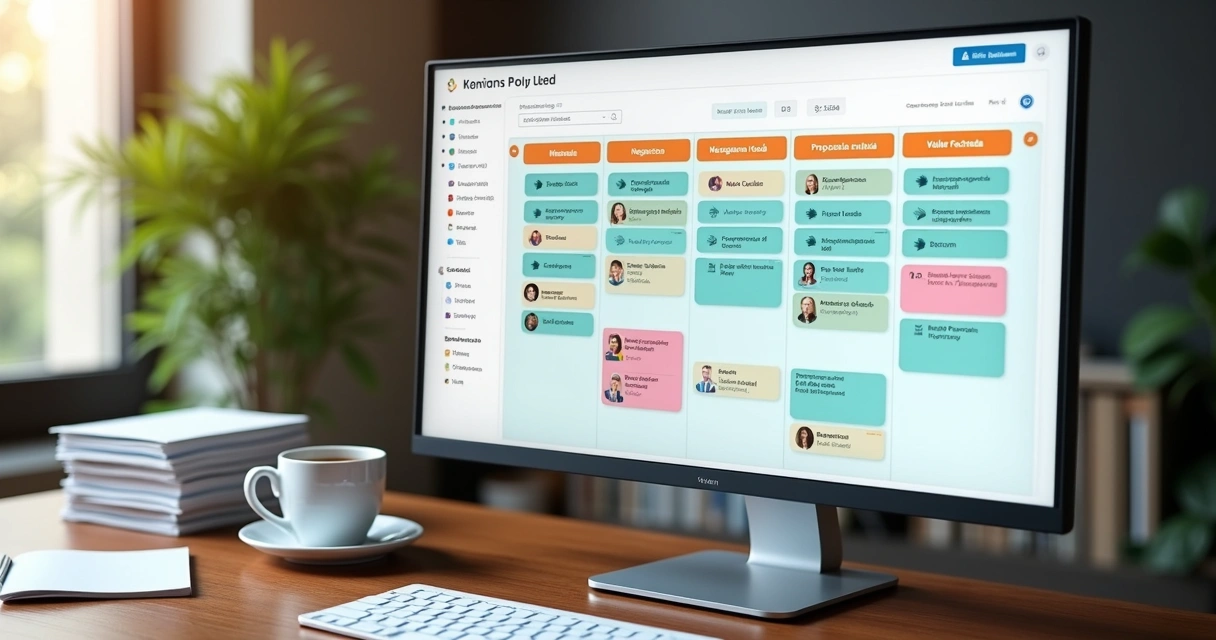 Quadro Kanban com etapas de vendas para WhatsApp 