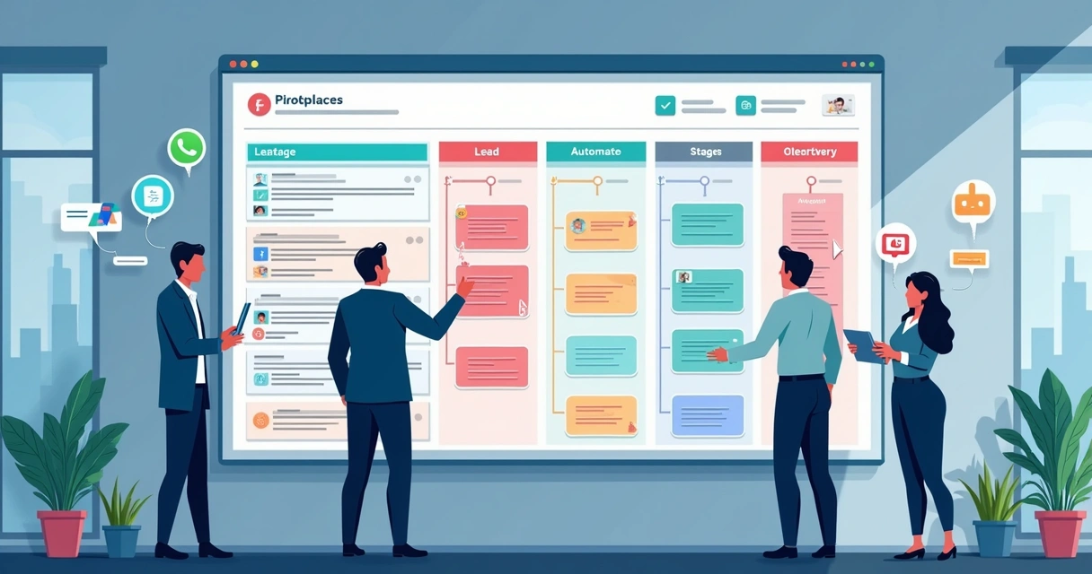 Quadro kanban de vendas integrado com whatsapp e automações 
