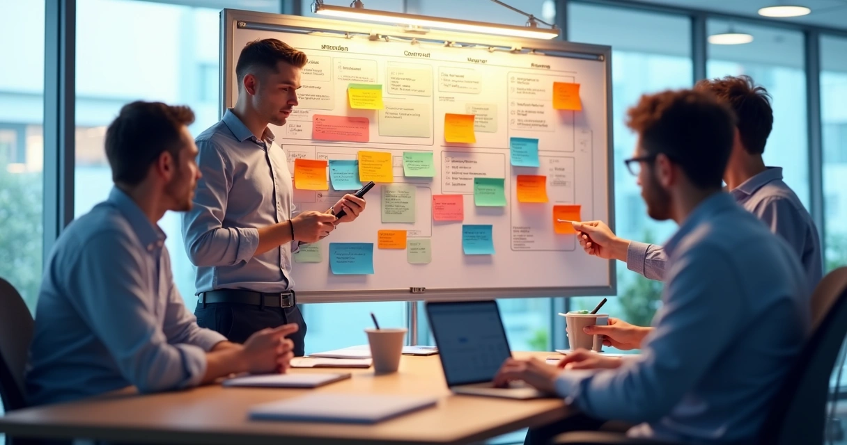 Painel Kanban com contatos em diferentes etapas de um funil de vendas 